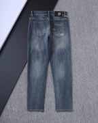 Vintage Embossed Emblem Slim Denim V260822