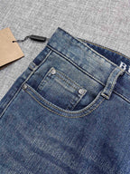 Vintage Fade Blue Embossed Text Jeans M260721