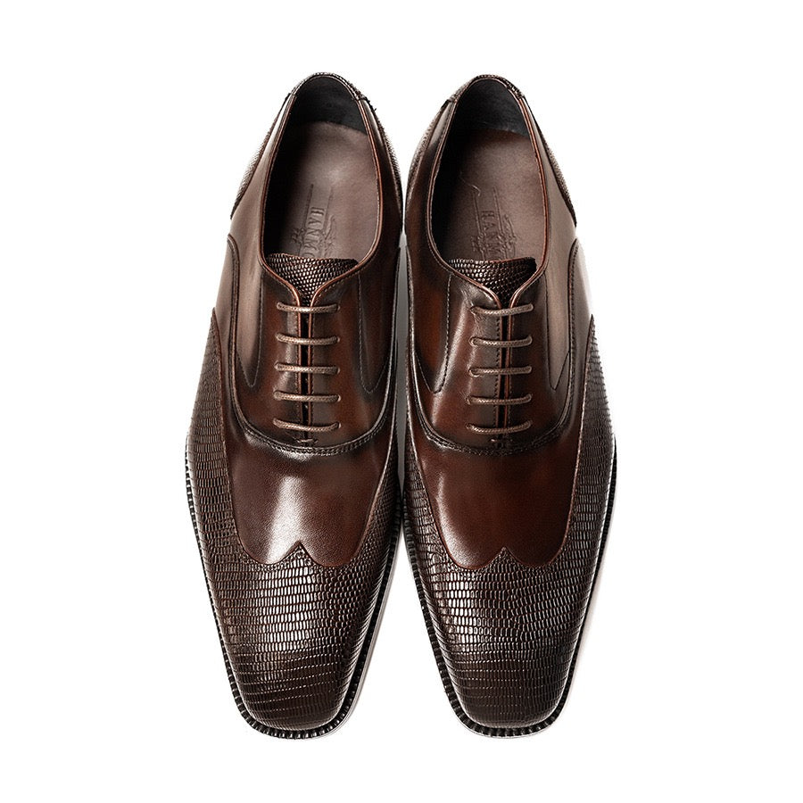 Wingtip Lizard Print Oxford Dress Shoes P050526