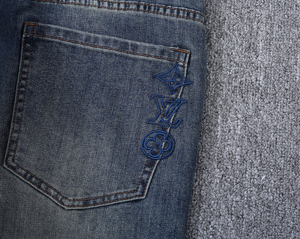 Vertical Embroidered Pocket Slim Fit Denim V260829
