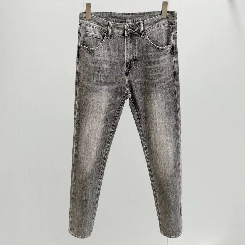 Vintage Grey Printed Logo Slim Jeans E260906