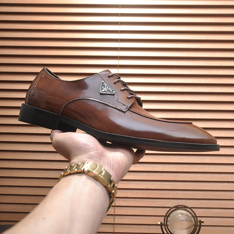 Men's Triangle Logo Glossy Lace-up Derby Shoes JN081114