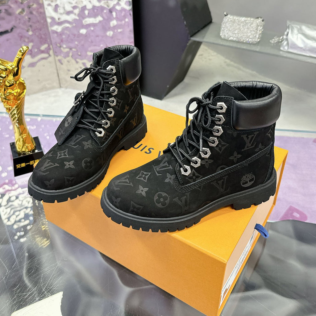 Embossed Chunky Lug Sole Work Ankle Boots S265507