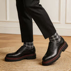 Cap Toe Brogue Oxford Shoes Thick Lug Sole Lace-Up Dress Shoes Y101136