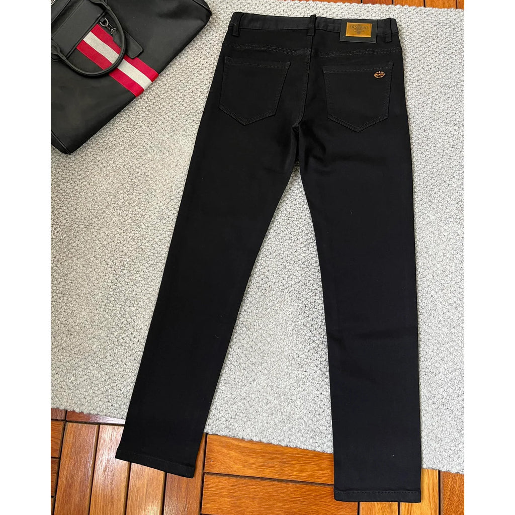 Gold Plaque Badge Slim Black Denim E260911