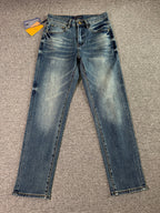 Stitched Monogram & Letter Print Pocket Slim Fit Denim M260701