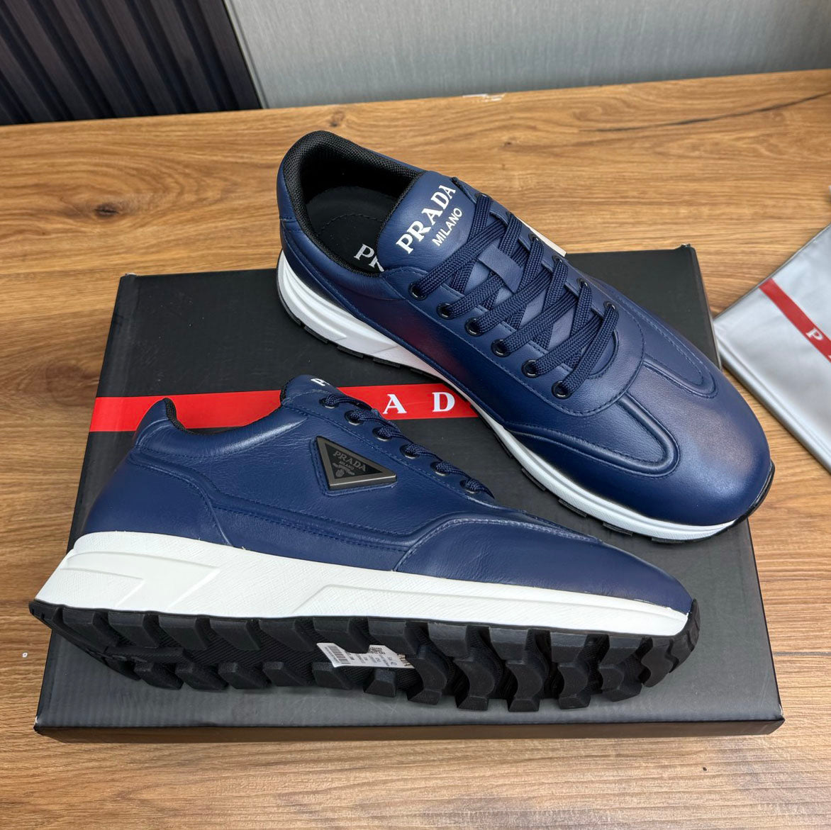 Calfskin Triangle Badge Lace-Up Sneaker S283439
