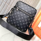 Printed Fabric Leather Trim Square Crossbody Messenger Bag B101007