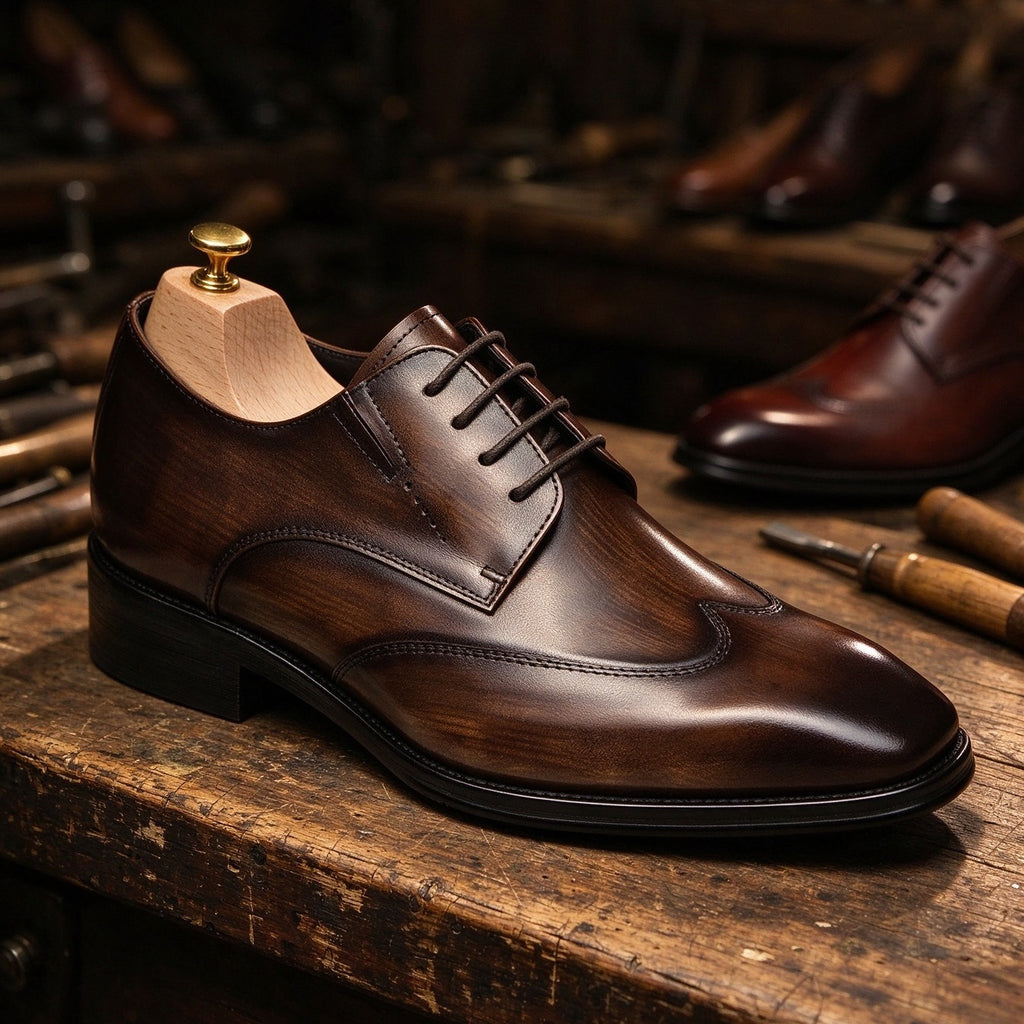 Wingtip Derby Shoes Polished Lace-Up Formal Dress Shoes Y101128
