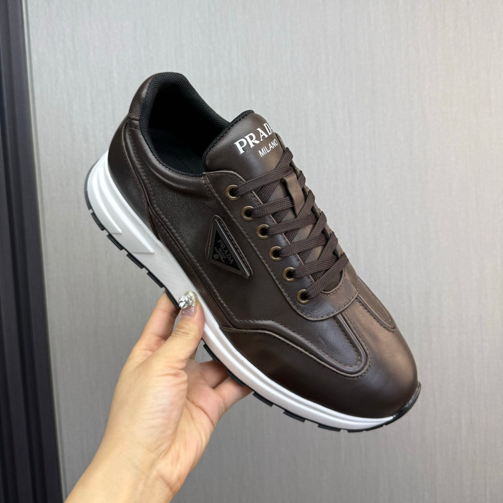 Calfskin Triangle Badge Lace-Up Sneaker S283439