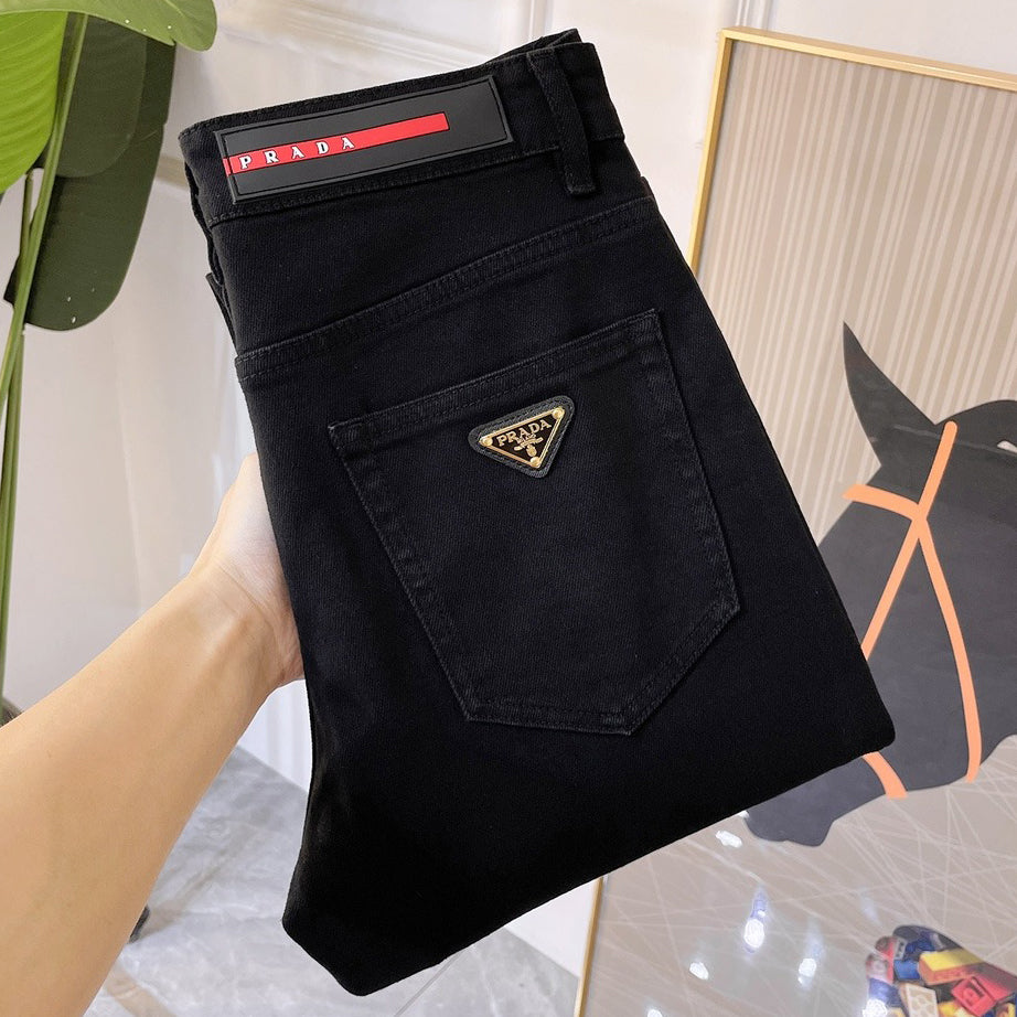 Black Triangle Logo Slim Denim Jeans C261002