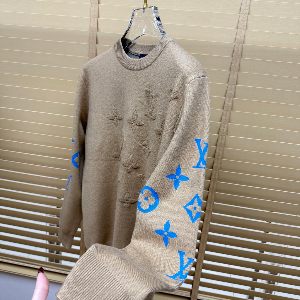 New Crew Neck Mixed Jacquard Knit Pullover Sweater GN380102