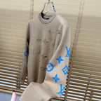 New Crew Neck Mixed Jacquard Knit Pullover Sweater GN380102