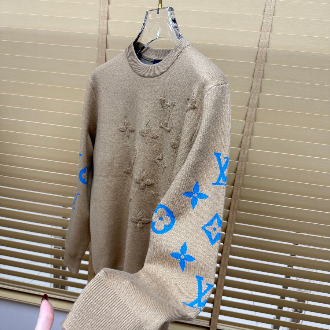 New Crew Neck Mixed Jacquard Knit Pullover Sweater GN380102