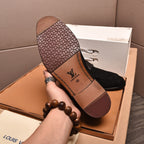 Men's Checkered Embossed Metal Logo Slip-On Loafers NE190123