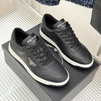 Triangle Badge Flat Lace-up Sneakers With Perforated Toe S265505