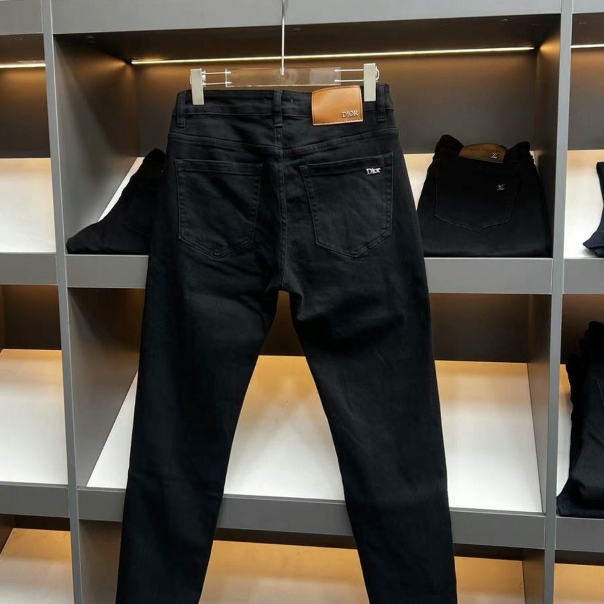 Black Silver Metal Logo Slim Jeans C261025