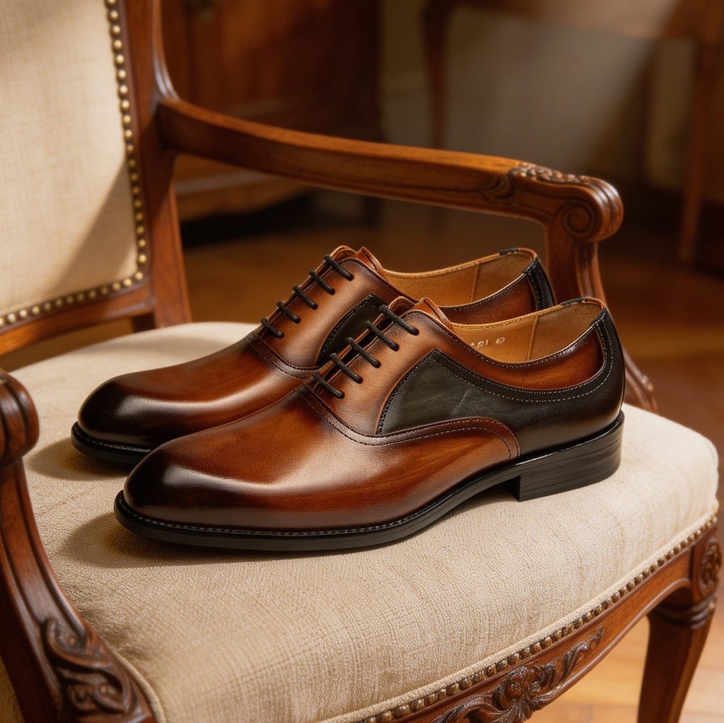 Two Tone Plain Oxford Shoes Lace-Up Formal Dress Shoes Y101151