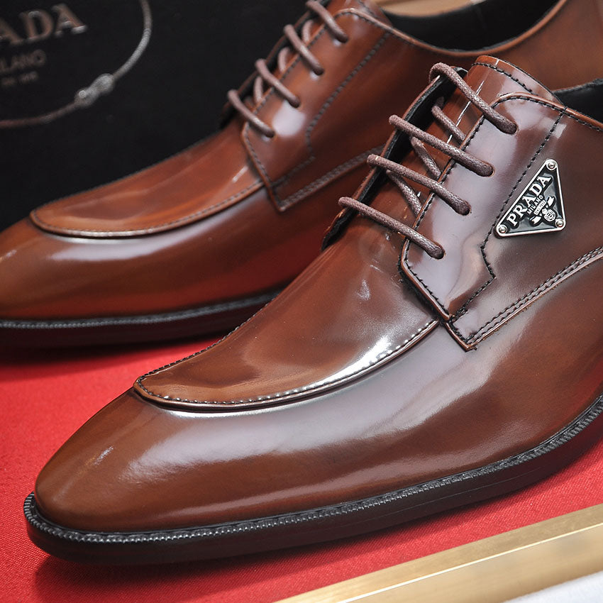 Men's Triangle Logo Glossy Lace-up Derby Shoes JN081114