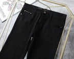 Solid Black Stitched Outline Monogram Slim Denim M260710