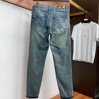 Vintage Wash All-Over Geometric Motif Print Denim Jeans L260645