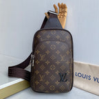 Printed Fabric Metal Logo Vertical Chest Sling Bag B101009