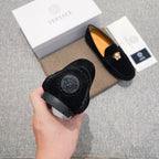 Men's Medusa Gold Emblem Slip-On Loafer Driving Shoes NE190117