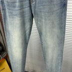 Light Blue Faded Wash Mens Embroidered Pocket Denim Trousers R260516