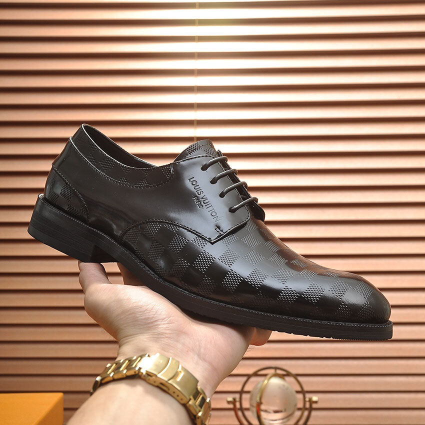 Embossed Grid Lace-up Formal Shoes S265503
