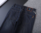 Dark Indigo Monogram Embroidered Slim Denim V260846