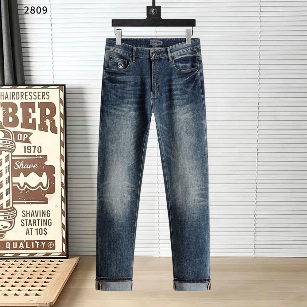Knotted Embroidery Logo Straight Fit Denim Jeans NE210202