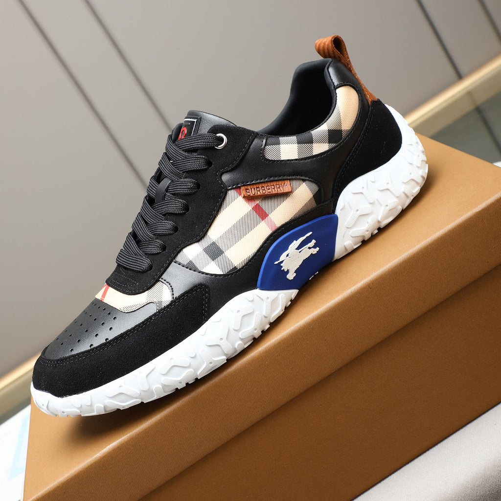 Men's Plaid Patchwork Chunky Sole Casual Sneakers NE190125