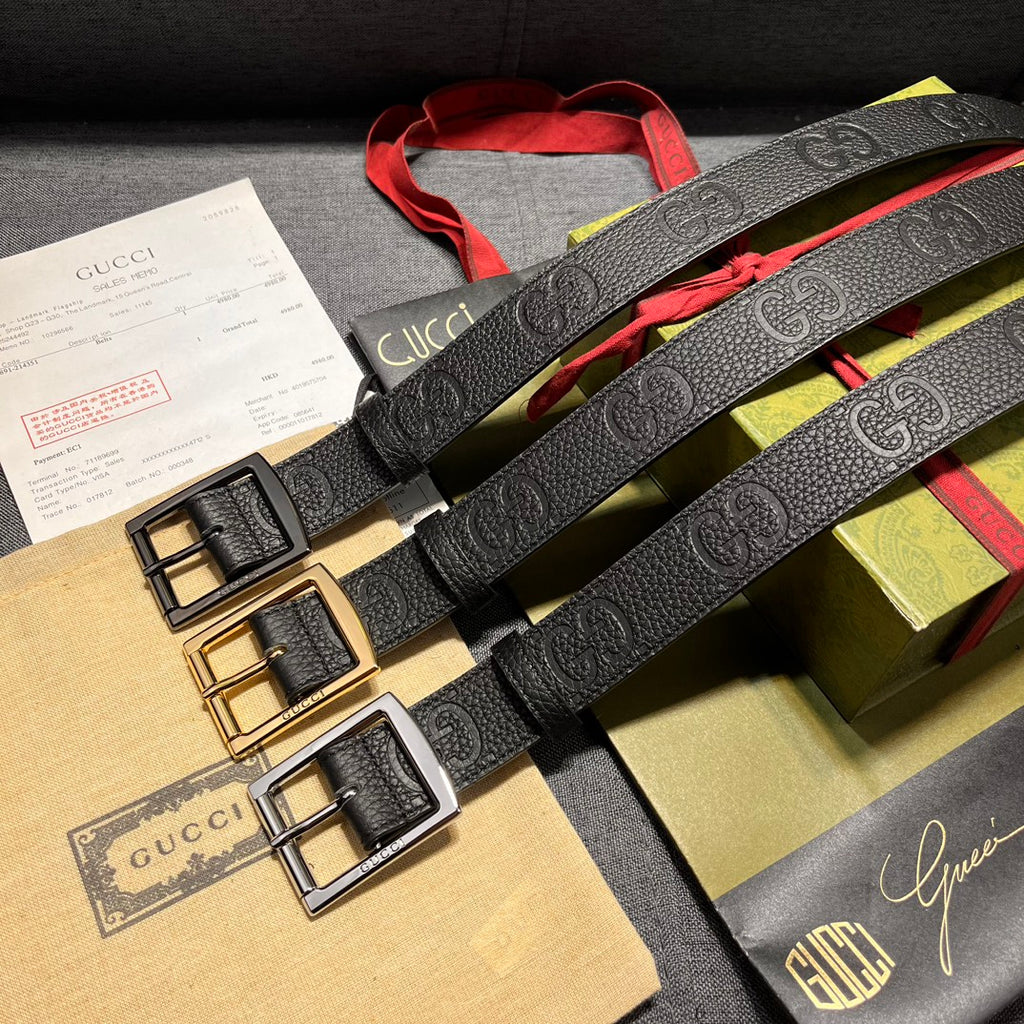 Dual Logo Embossed Pin Buckle Belt E020801