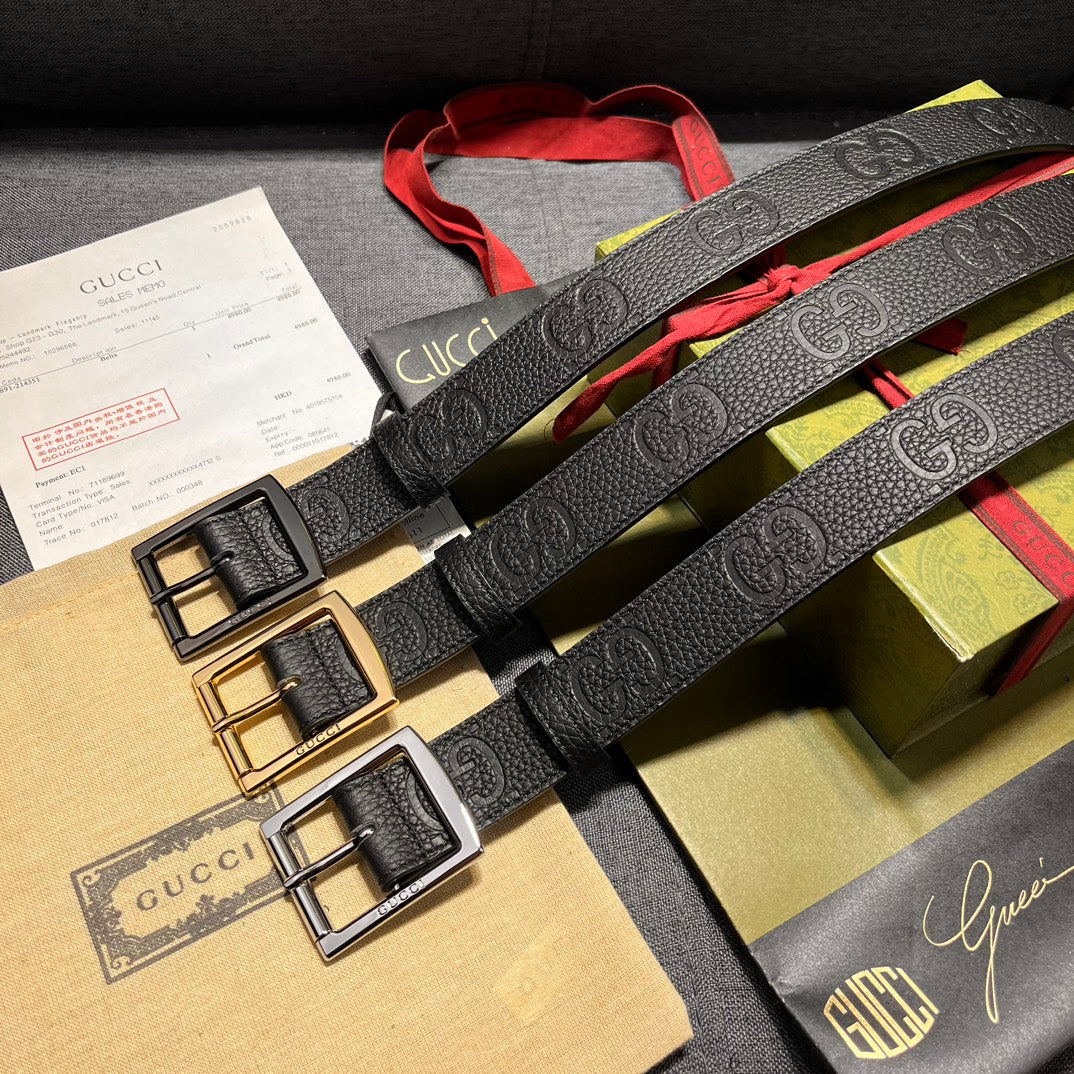 Dual Logo Embossed Pin Buckle Belt E020801
