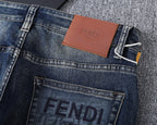 Monogram Letter Printed Pocket Slim Fit Denim V260816