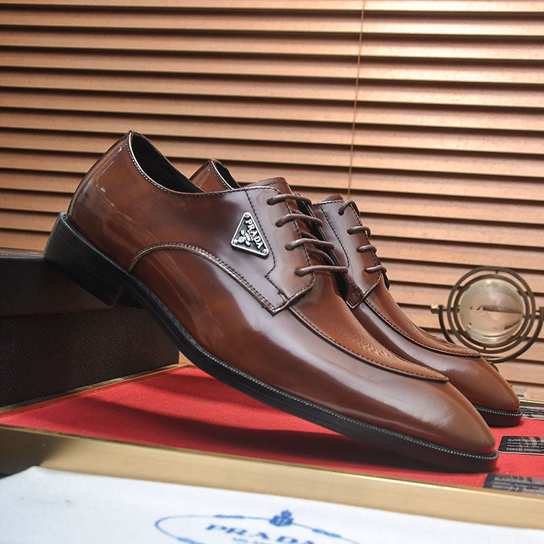 Men's Triangle Logo Glossy Lace-up Derby Shoes JN081114
