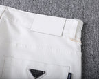 Clean White Denim With Triangle Badge V260831