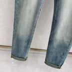 Light Vintage Wash Botanical Print Pocket Denim Jeans L260623