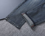 Vintage Embossed Emblem Slim Denim V260822