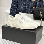 Triangle Badge Flat Lace-up Sneakers With Perforated Toe S265505
