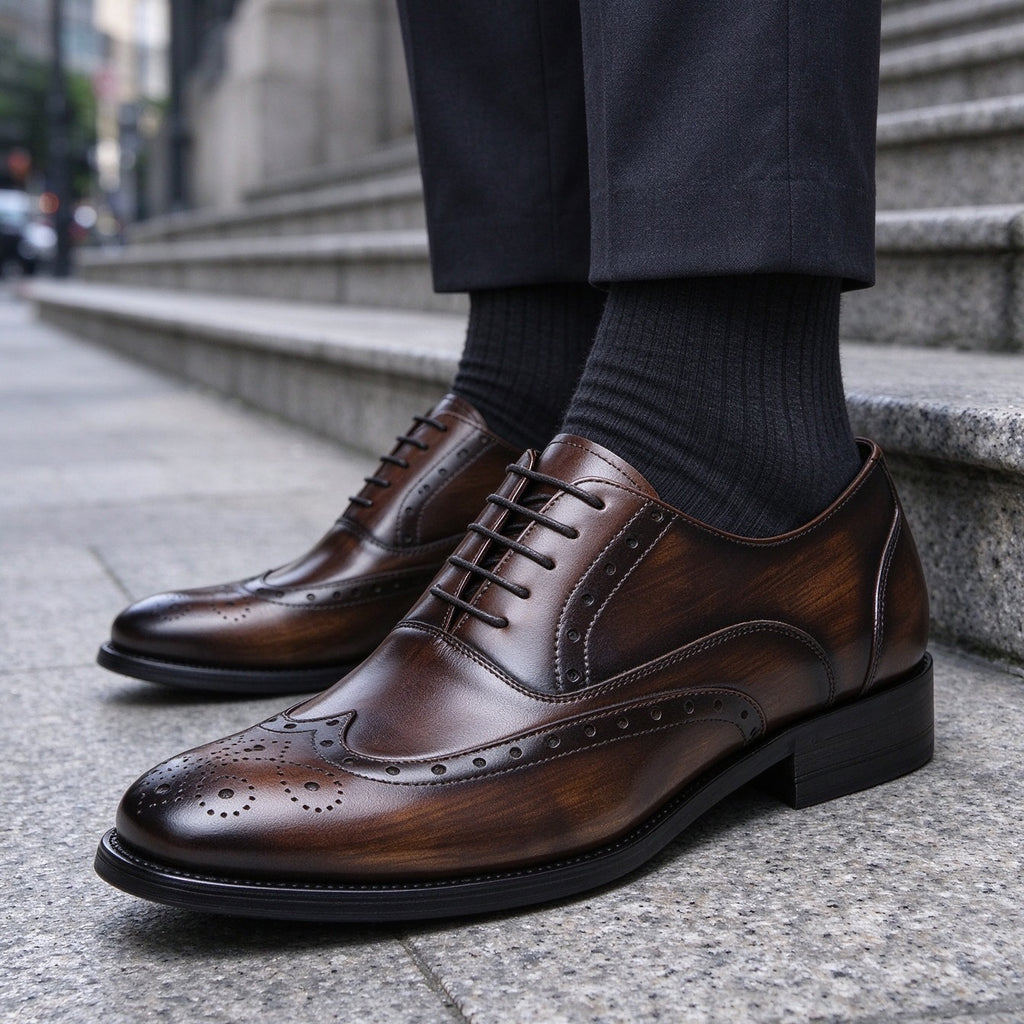 Full Brogue Wingtip Oxford Shoes Lace-Up Formal Dress Shoes Y101126