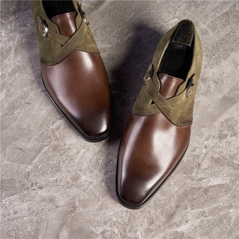 Single Monk Strap Dress Shoes Buckle Slip-On Formal Monk Shoes P050511