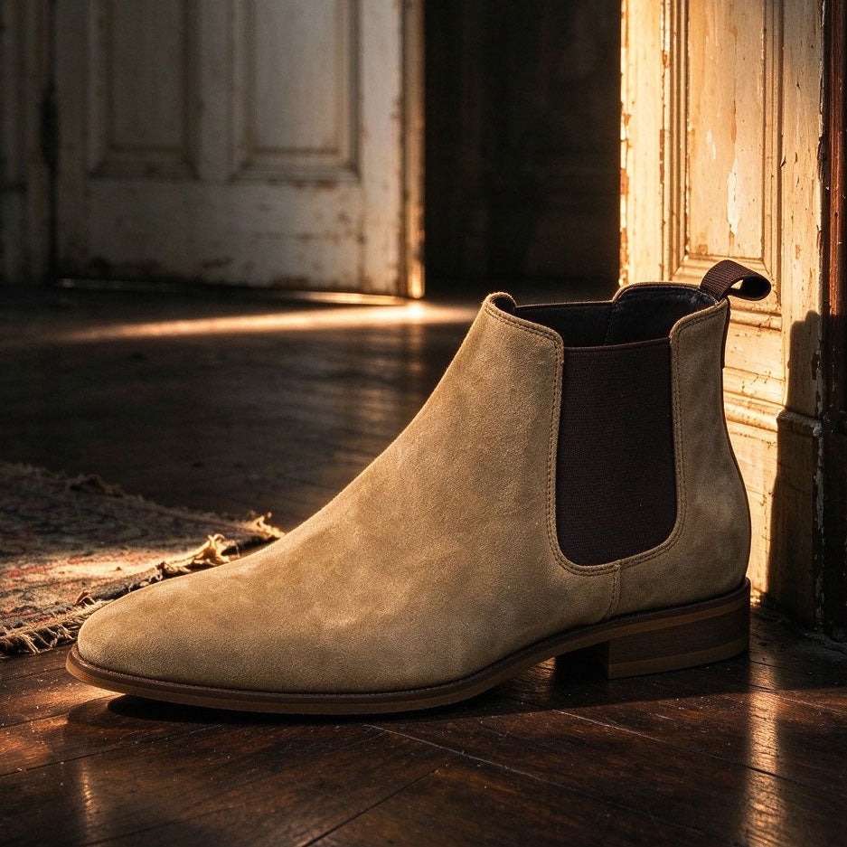 Suede Chelsea Boots Elastic Side Panel Slip-On Ankle Boots Y101133