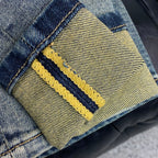 Vintage Dark Faded Crown Art Print Pocket Denim Jeans L260638