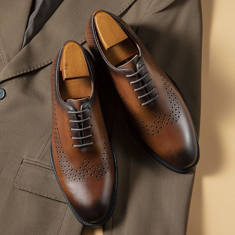 Whole Cut Brogue Oxford Shoes Lace-Up Formal Dress Shoes Y101113