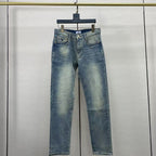 Light Faded Blue Wash Collage Graphic Patch Slim Jeans C261035