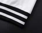 Striped Trim Zip Up Track Suit 2 Piece Jacket & Pants Set U310523
