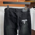 Black Washed Mens Embroidered Pocket Denim Trousers R260522