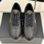 Triangle Badge Flat Lace-up Sneakers With Perforated Toe S265505