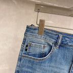 Pale Washed Denim Pants With Dual Portrait Graphic On Back Pocket R260506